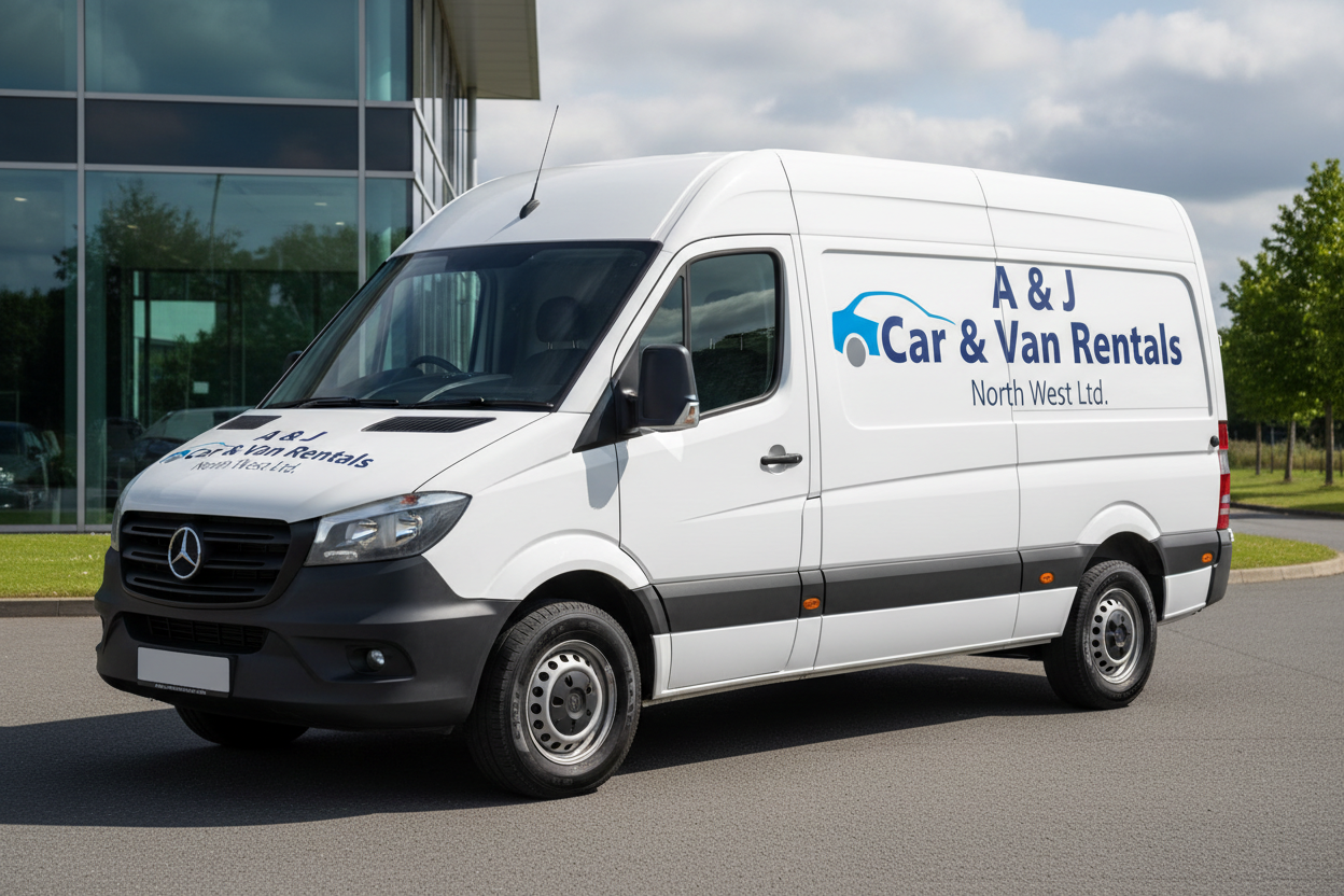 van hire company with A & J Car & Van Rentals North West Ltd on them make it look realistic 